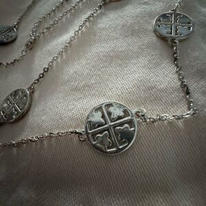 Tory Burch Silver Tone Medallion Necklace